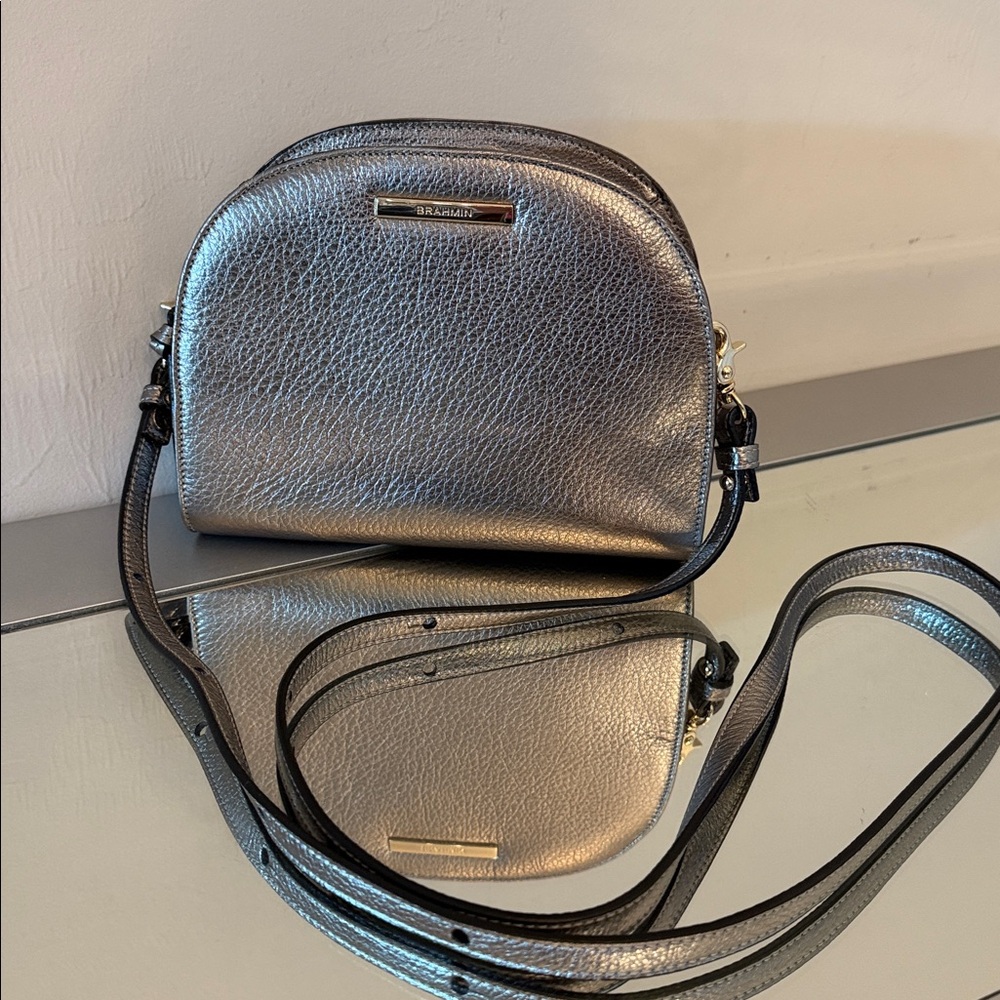 Brahmin Metallic Silver Crossbody Bag
